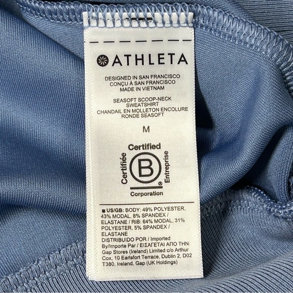 Athleta Seasoft Scoop Neck Sweatshirt Blue Modal Stretch Blend Size M - Picture 6 of 11